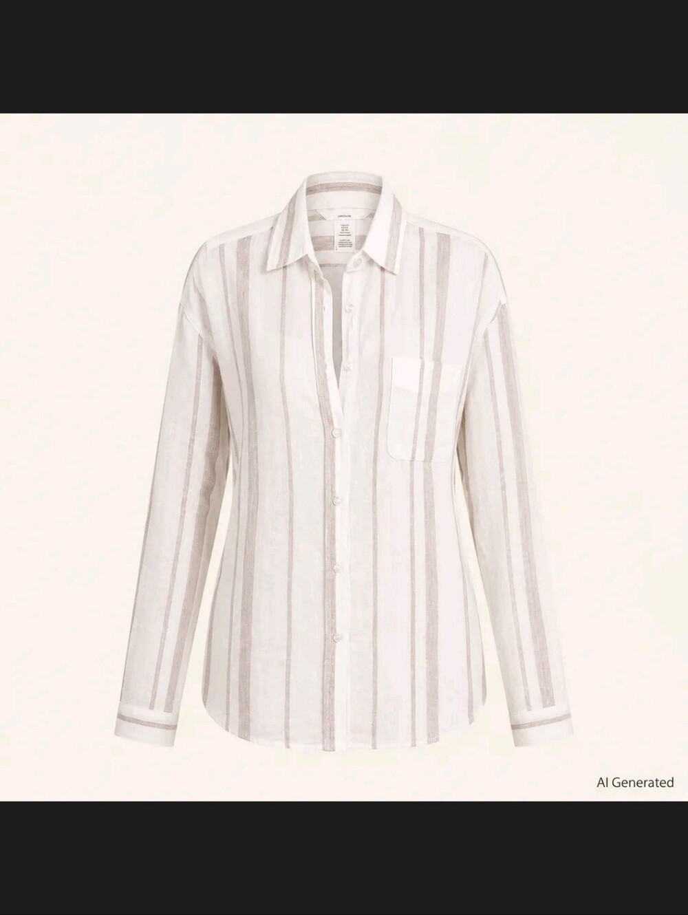 H&M Striped Linen Oversized Button-Up Shirt in White and Beige Marked XS